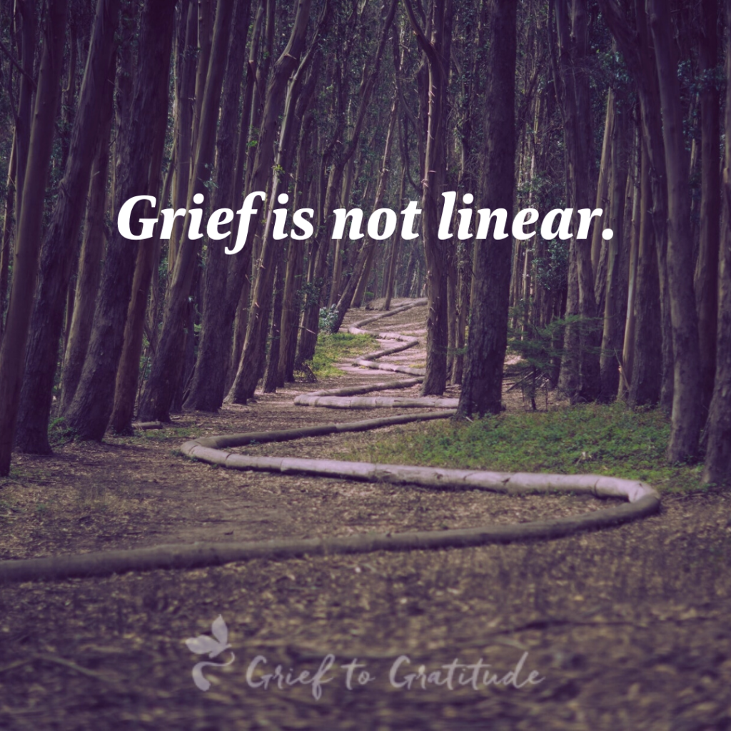 Grief is not linear Grief to Gratitude You are Not Alone A
